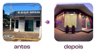 Imagem de conversão de franquia em Oral Unic. A imagem mostra o antes e depois da mudança para virar uma clínica Oral Unic.